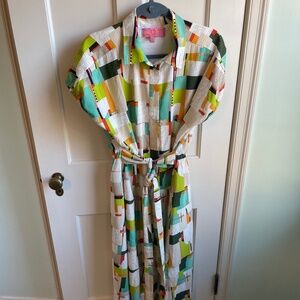 Lined Retro-Style Graphic Dress